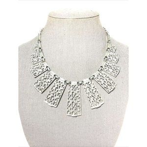 Vintage Sarah Coventry Silver Tone Bib Necklace- 18” Statement Necklace.